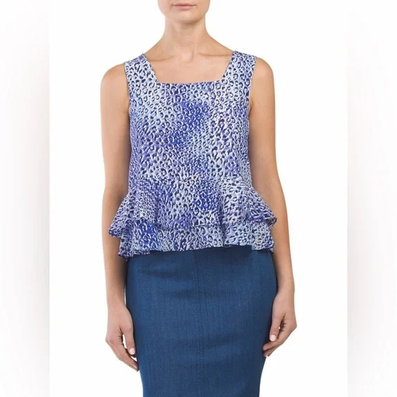 Rebecca Taylor Blue Peplum Tank Top - Picture 6 of 12